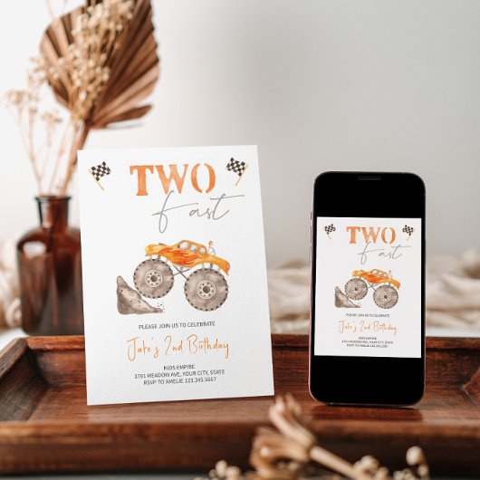 Invitation pour camion monstre orange TWO Fast
