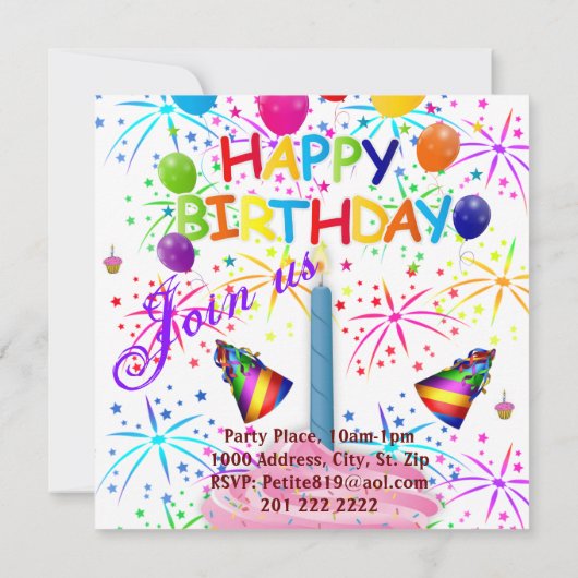 Invitation pour carte d'anniversaire (Dos)