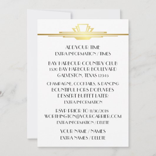 Invitation pour célébration avec Champagne Deco (Dos)