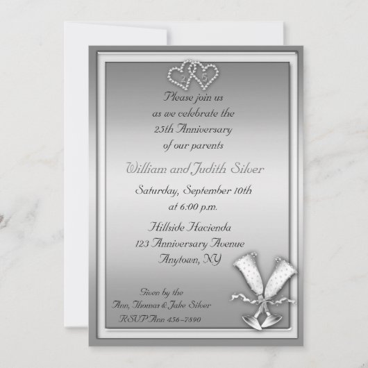 Invitation pour Champagne d'anniversaire 25 ans (Devant)