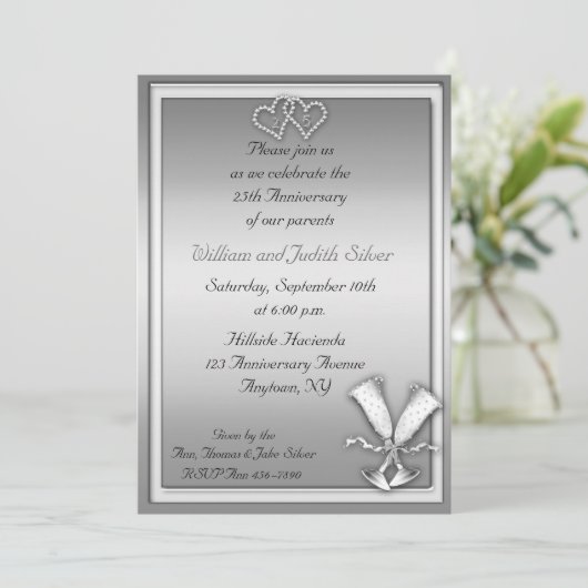 Invitation pour Champagne d'anniversaire 25 ans (Debout devant)