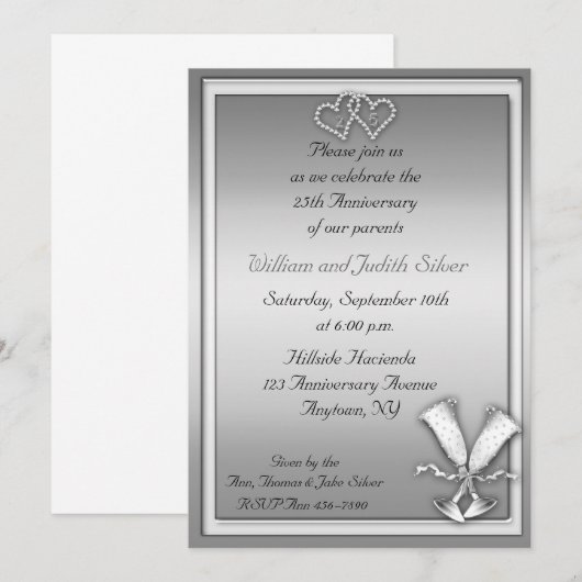 Invitation pour Champagne du 25e Anniversaire (Devant / Derrière)