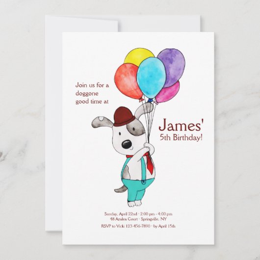 Invitation pour chiot de célébration (Devant)