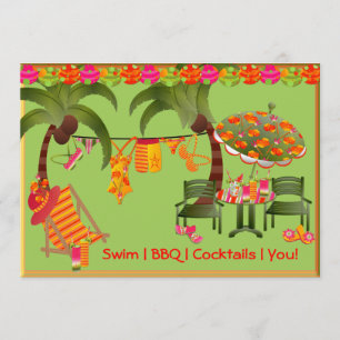Invitation pour cocktails BBQ à la piscine pour ad