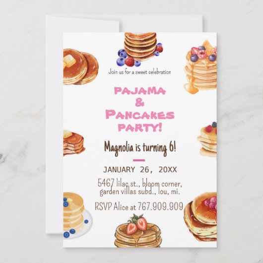 Invitation pour Crêpes Simples et Pyjamas (Devant)