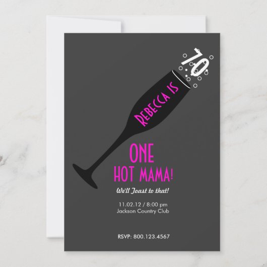 Invitation pour dames 70e anniversaire - À la joie (Dos)