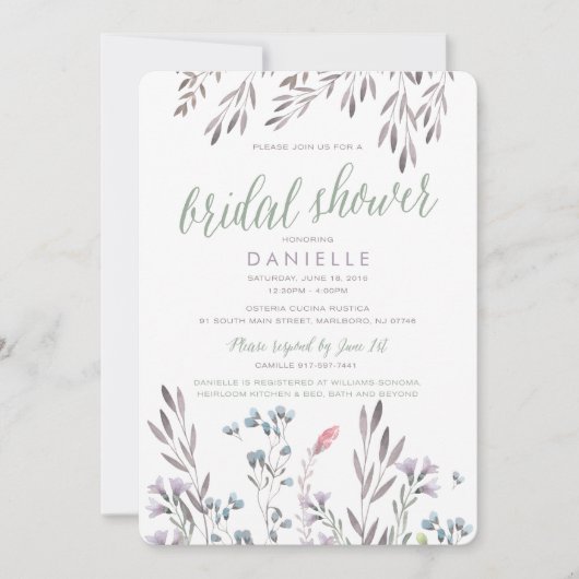 Invitation Pour Danielle - Fête des mariées Mariage Fleur sau (Devant)