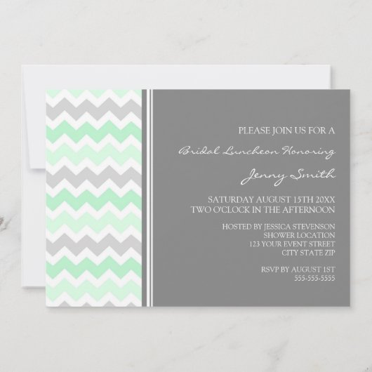 Invitation pour déjeuner nuptiale de Mint Gray Che (Dos)