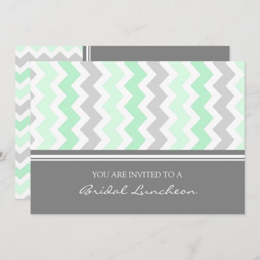 Invitation pour déjeuner nuptiale de Mint Gray Che (Devant / Derrière)