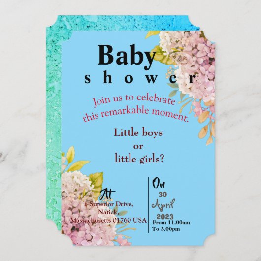 Invitation pour des jumeaux bébé bleu (Devant / Derrière)