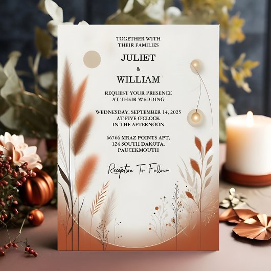 Invitation Pour Desert Rustic Boho Automne Ombre Mariage Brow
