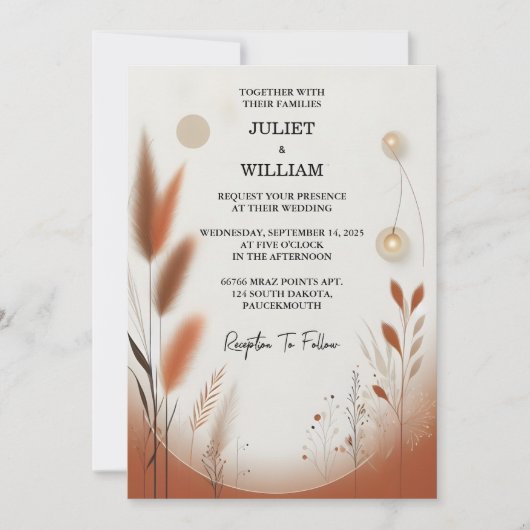 Invitation Pour Desert Rustic Boho Automne Ombre Mariage Brow (Devant)