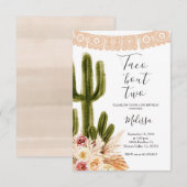 Invitation pour deux ans d'anniversaire Boho Fiest (Devant / Derrière)