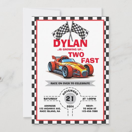 Invitation pour deux voitures de course rapides (Devant)
