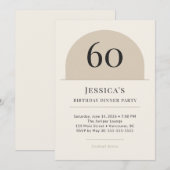 Invitation pour dîner d'anniversaire 60 ans avec a (Devant / Derrière)