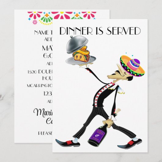 Invitation pour dîner / réunion unique Version 2 (Devant / Derrière)