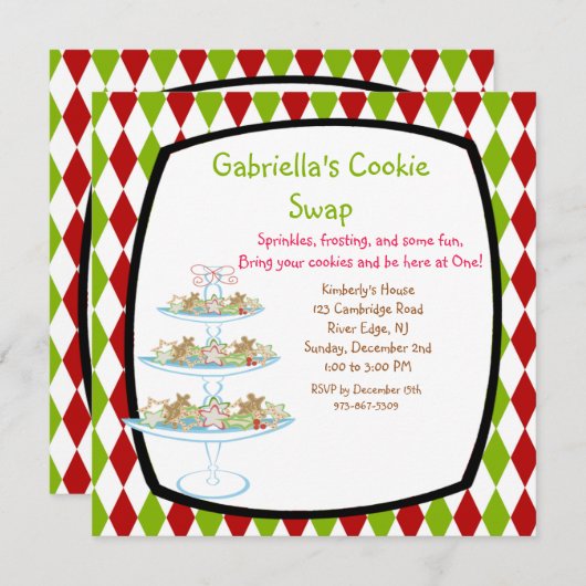 Invitation pour échange de biscuits de fêtes sur u (Devant / Derrière)