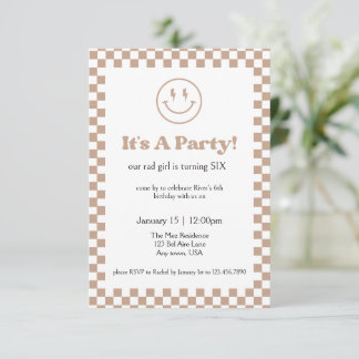 Invitation pour enfant rad à carreaux neutre