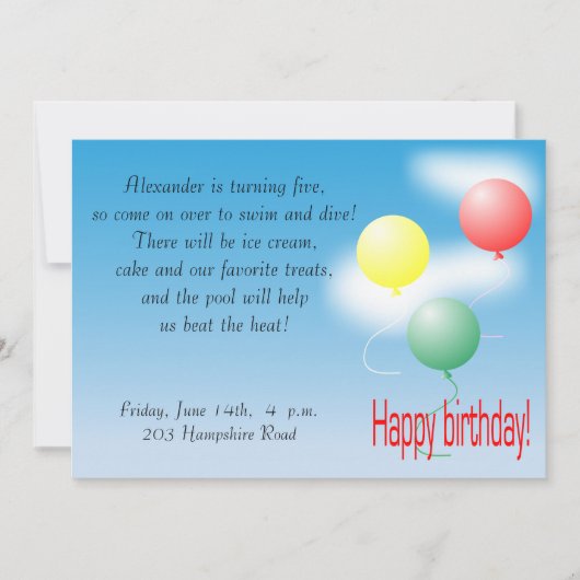 Invitation pour enfants (Devant)