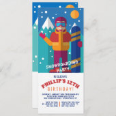 Invitation pour enfants de snowboard (Devant / Derrière)