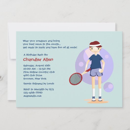 Invitation pour enfants de tennis (Devant)