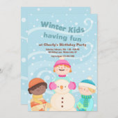 Invitation pour enfants d'hiver (Devant / Derrière)