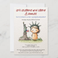 Invitation pour enfants du 4 juillet - Cute Libert