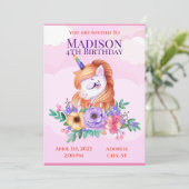 Invitation pour enfants Licorne  (Debout devant)