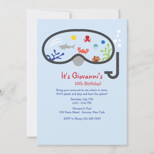 Invitation pour enfants Snorkel Mask (Devant)