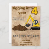 Invitation pour excavatrice de construction (Devant / Derrière)