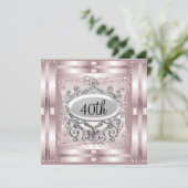 Invitation pour fête d'anniversaire 40 ans Rose (Debout devant)