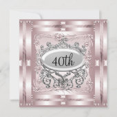 Invitation pour fête d'anniversaire 40 ans Rose (Devant)