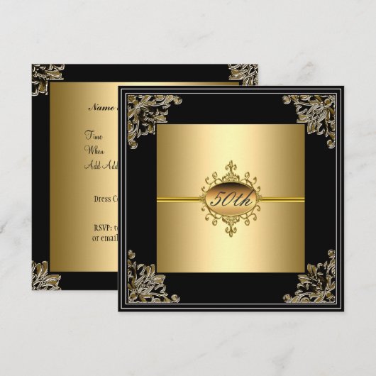 Invitation pour fête d'anniversaire 50 ans Art Déc (Devant / Derrière)