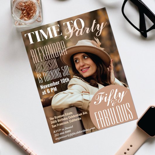 Invitation pour fête d'anniversaire 50 ans sur le