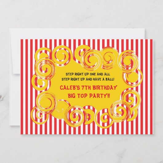 Invitation pour fête d'anniversaire à rayures de c (Devant)