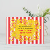 Invitation pour fête d'anniversaire à rayures de c (Debout devant)