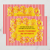 Invitation pour fête d'anniversaire à rayures de c (Devant / Derrière)