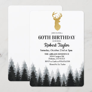Invitation pour fête d'anniversaire adulte cerf fo