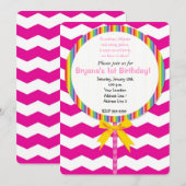 Invitation pour fête d'anniversaire avec bonbons C (Devant / Derrière)