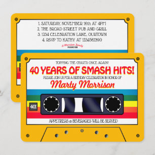 Invitation pour fête d'anniversaire cassette rétro