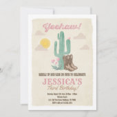 Invitation pour fête d'anniversaire Cowgirl Rose P (Devant)
