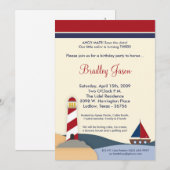 Invitation pour fête d'anniversaire de bateau de v (Devant / Derrière)