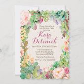 Invitation pour fête d'anniversaire de Cactus Flor (Devant)