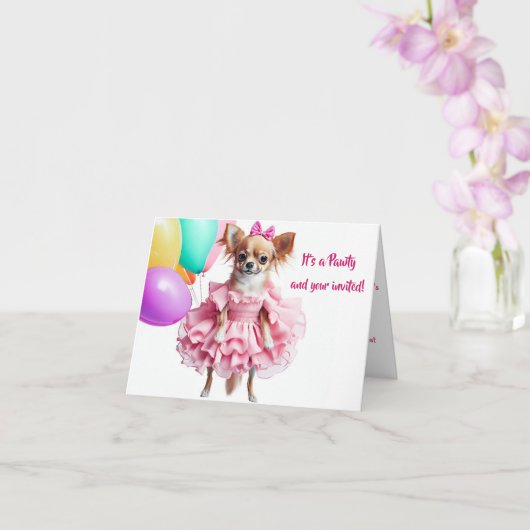 Invitation pour fête d'anniversaire de Chihuahua a (Orchidée)