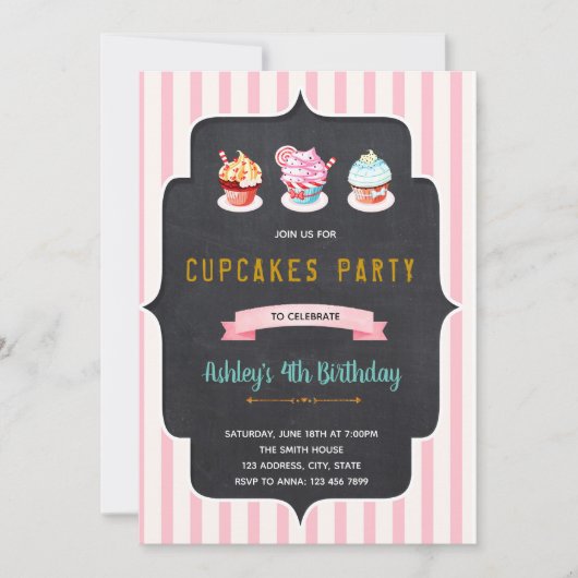 Invitation pour fête d'anniversaire de donuts cupc (Devant)