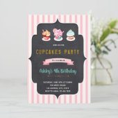 Invitation pour fête d'anniversaire de donuts cupc (Debout devant)