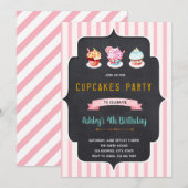 Invitation pour fête d'anniversaire de donuts cupc (Devant / Derrière)