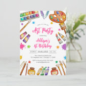Invitation pour fête d'anniversaire de peinture ar (Debout devant)