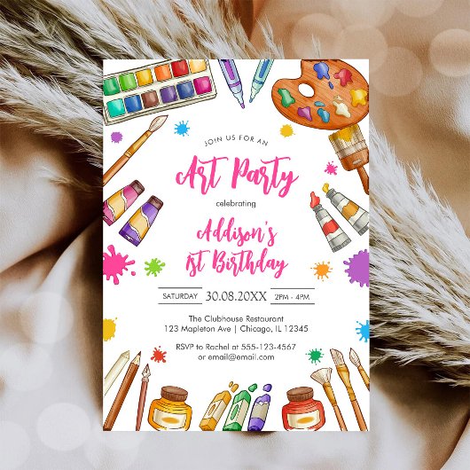 Invitation pour fête d'anniversaire de peinture ar