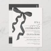 Invitation pour fête d'anniversaire Fille au noeud (Devant / Derrière)